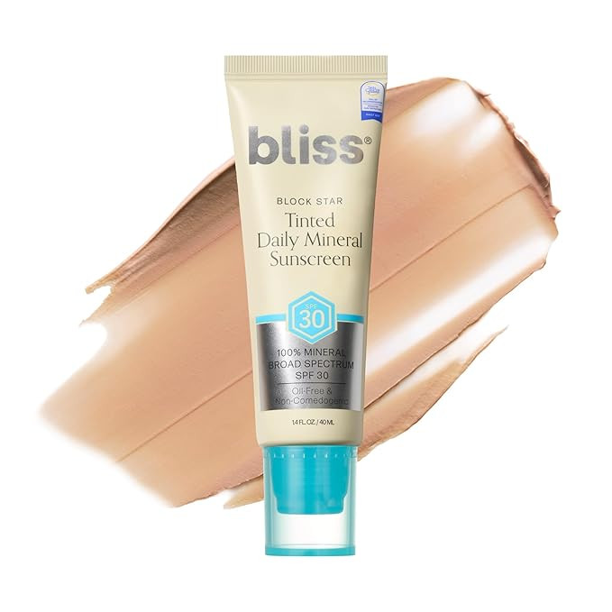 Bliss Block Star SPF 30 Daily Tinted Mineral Sunscreen with Zinc Oxide - All Skin Tones - 100% Mi... | Amazon (US)