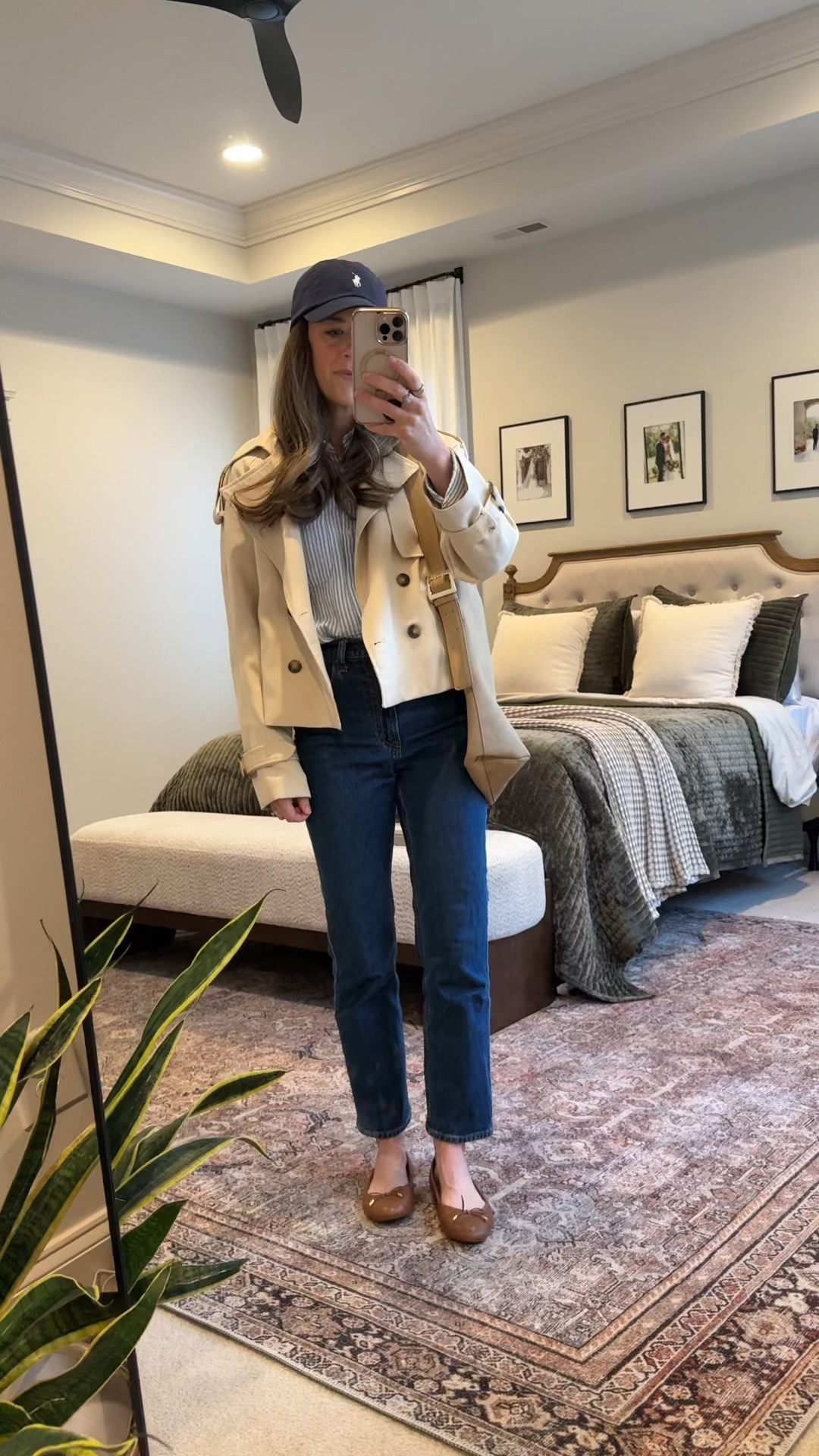Classic spring outfit idea for everyday

Cropped trench coat layered over a gauze striped button down (on repeat) + high-rise ankle straight jeans + brown leather flats.

This is my go-to formula for transitional spring weather — lightweight layers, structured denim, and classic leather accessories.

Details:
• Amazon cropped trench
• Quince gauze striped button down (use code INFG-26LINENANDLIGHTCO10)
• Abercrombie high-rise ankle straight jeans (sized up one in the dark wash)
• Ralph Lauren brown leather flats

Perfect for:
• Spring mom outfit
• Trench coat outfit women
• Striped button down outfit
• Straight leg jeans outfit
• Casual chic everyday look

#LTKgrwm #LTKootd #LTKmomlife