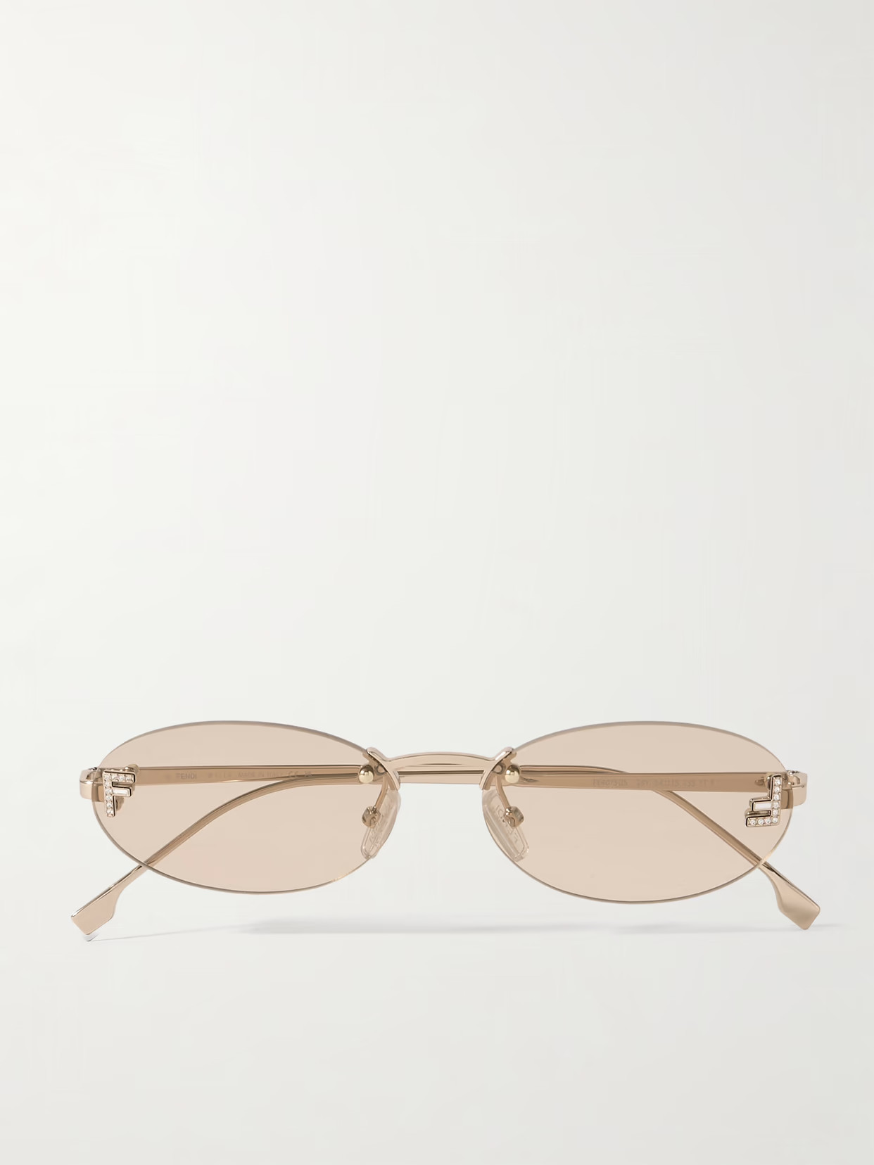 Fendi Eyewear - Rimless Oval-frame Crystal-embellished Gold-tone Sunglasses - Rose gold | NET-A-PORTER (UK & EU)