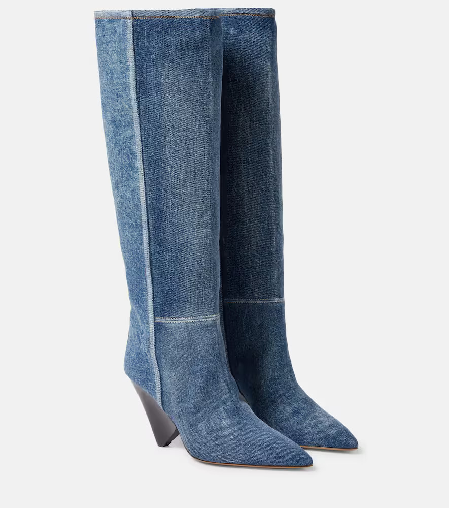 Isabel Marant Lakita denim knee-high boots | Mytheresa (UK)