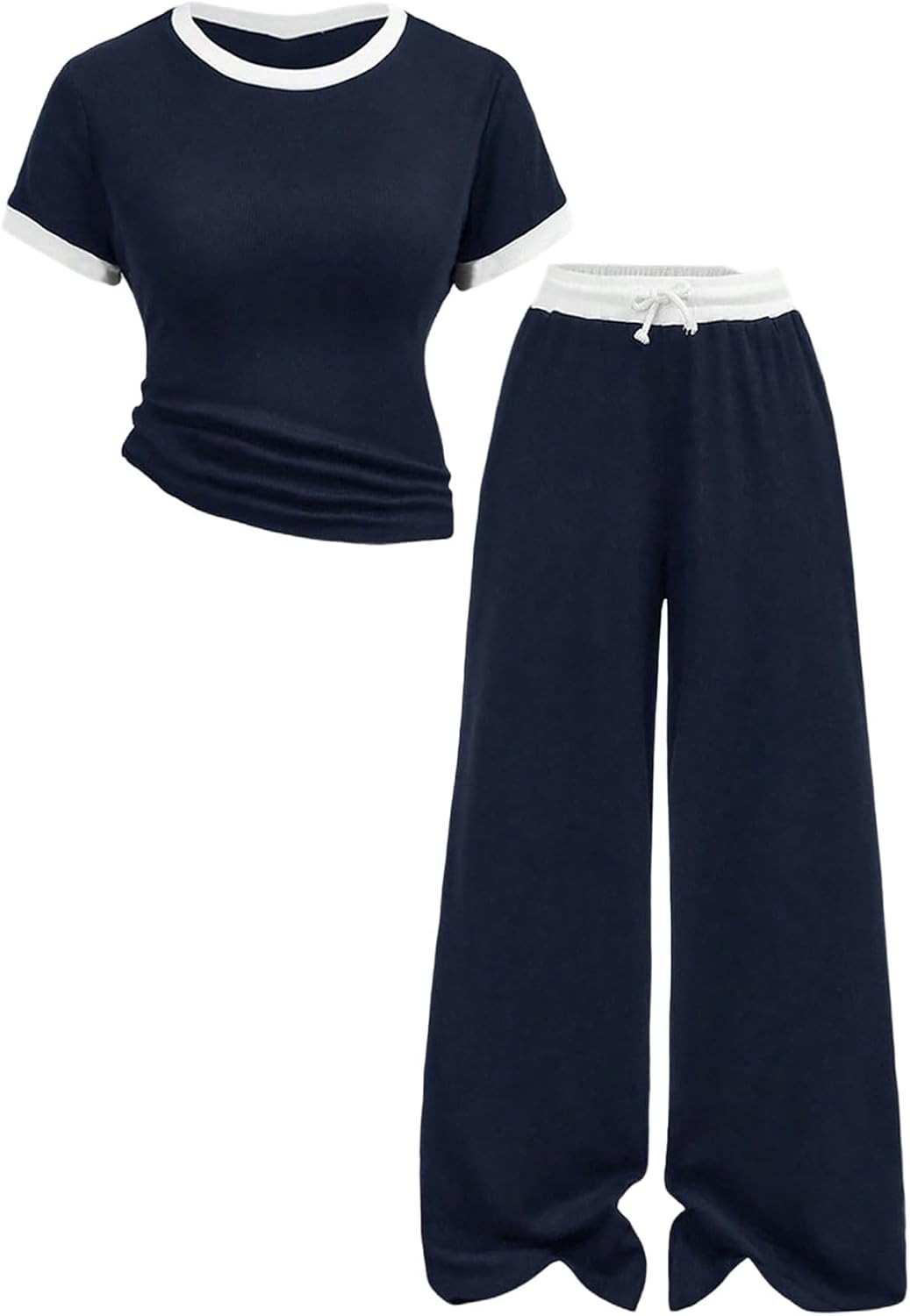 Verdusa Girl's 2 Piece Sets Summer Outfits Short Sleeve T Shirts with Pants Comfy Set Fitness Clothing | Amazon (US)