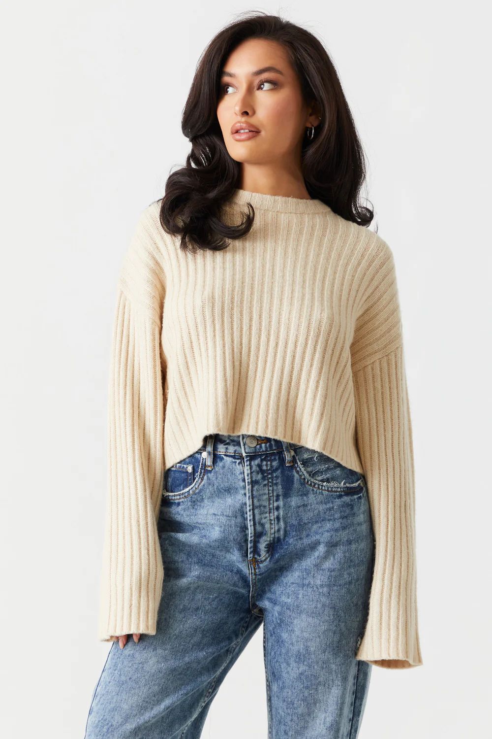 Chunky Knit Crop Sweater | Charlotte Russe