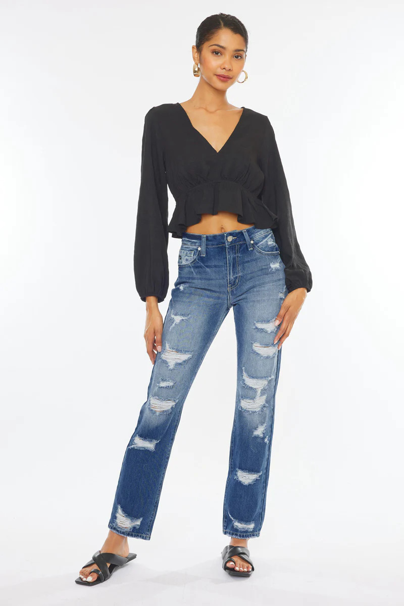 Ashland High Rise Slim Straight Jeans | Kancan USA