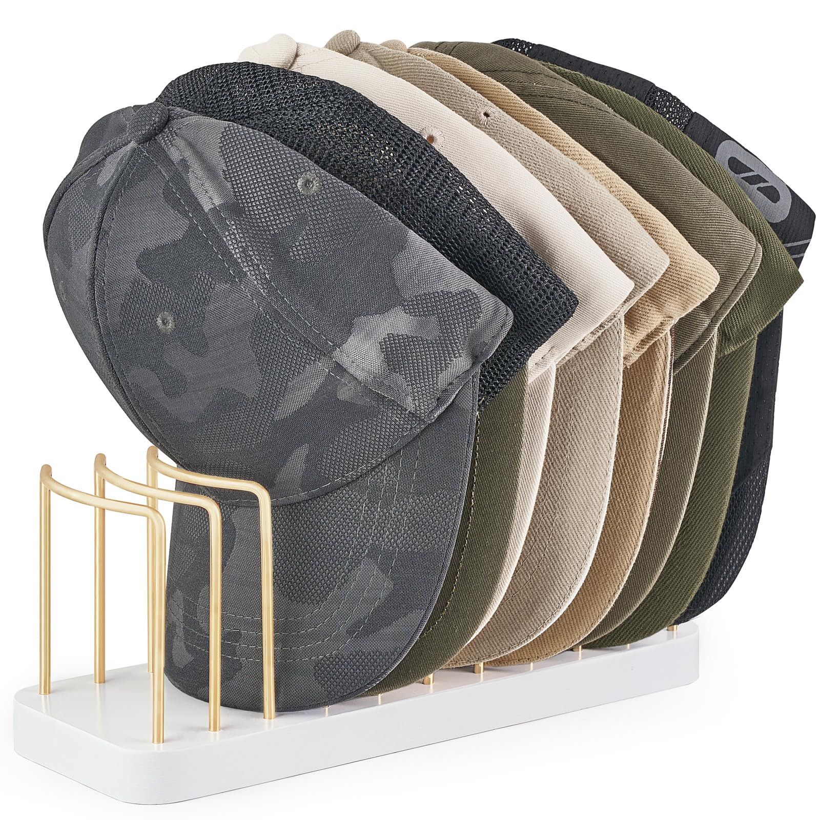 Mkono Hat Organizer for Baseball Caps, Hat Holder for 10 Baseball Caps, Tabletop Hat Rack Stand S... | Amazon (US)