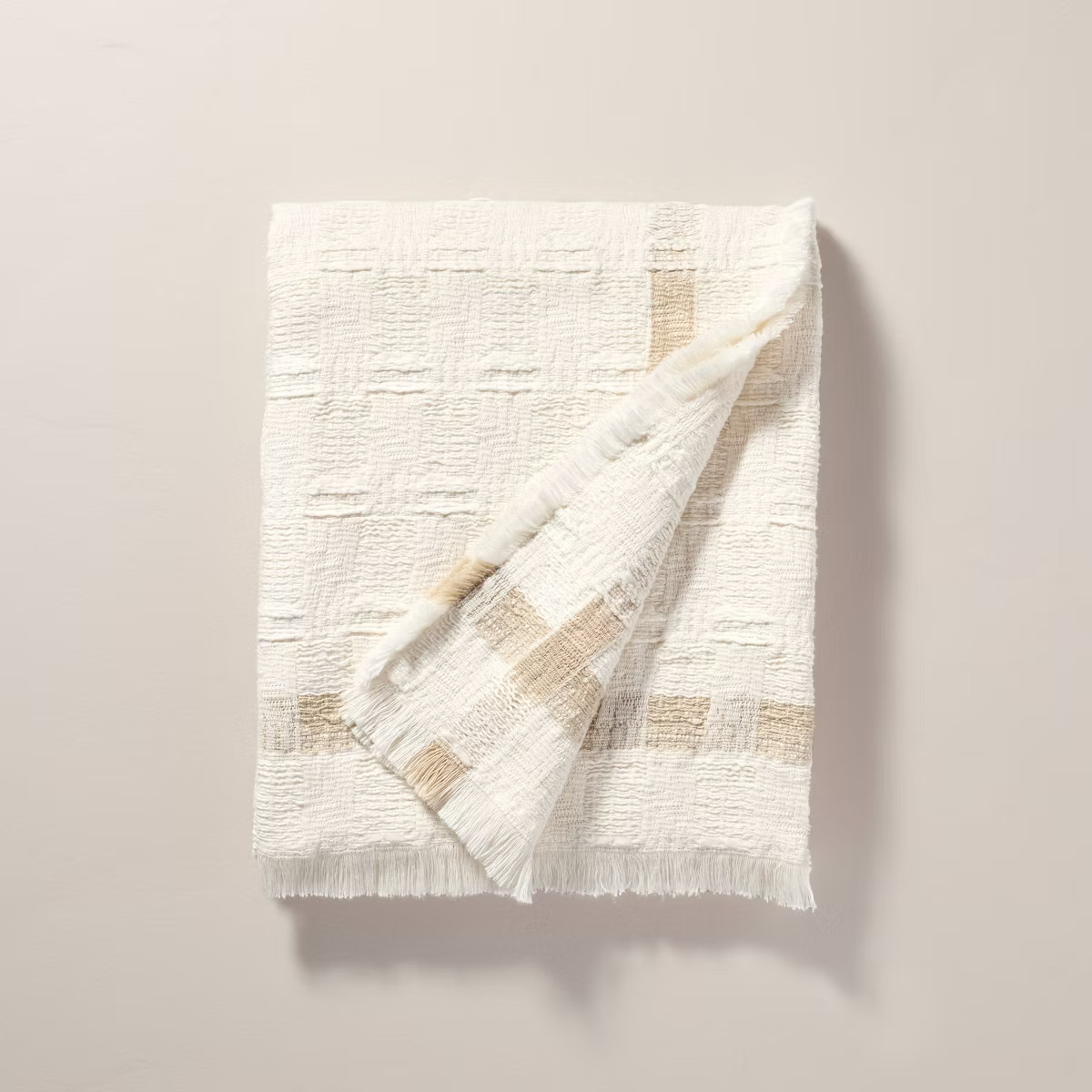 Soft Woven Throw Blanket with Textured Border Tan - Hearth & Hand™ with Magnolia | Target