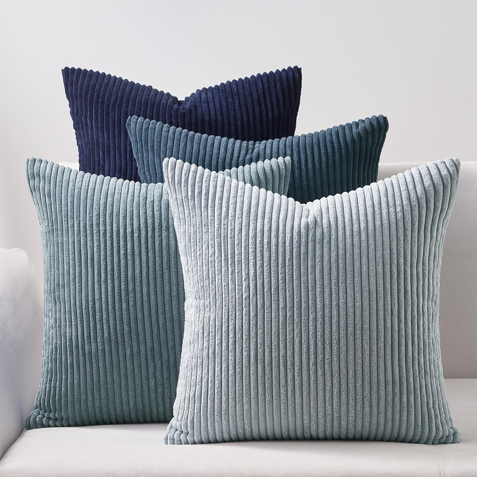 Topfinel Decorative Throw Pillow Covers Dusty Blue Navy Series 18x18 Inch Set of 4,Summer Corduro... | Amazon (US)