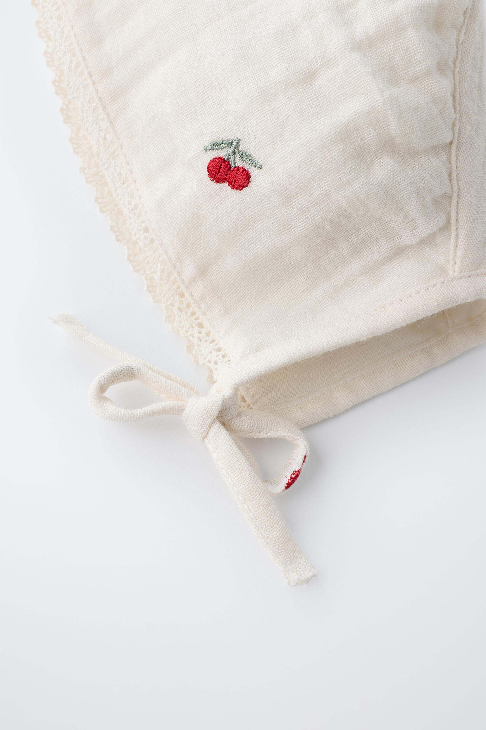 EMBROIDERED CHERRY TEXTURED BONNET | Zara US