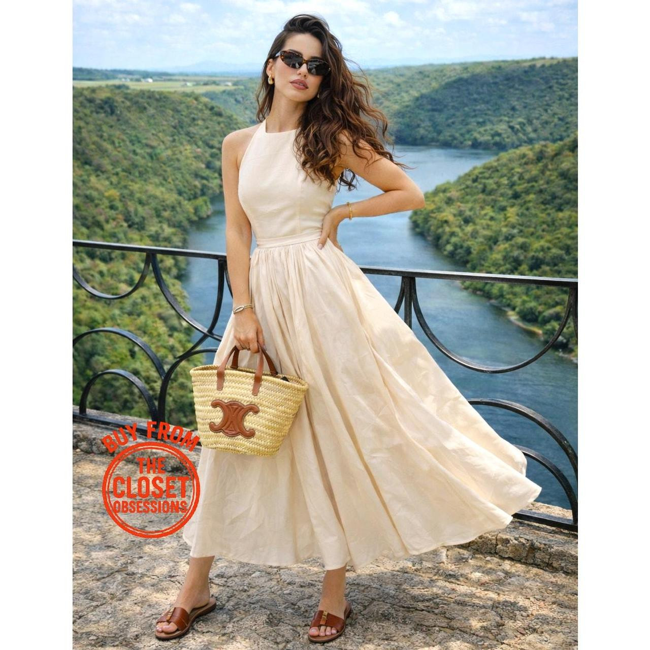 Zara Women's Midi Skirt - Cream - L | Depop US