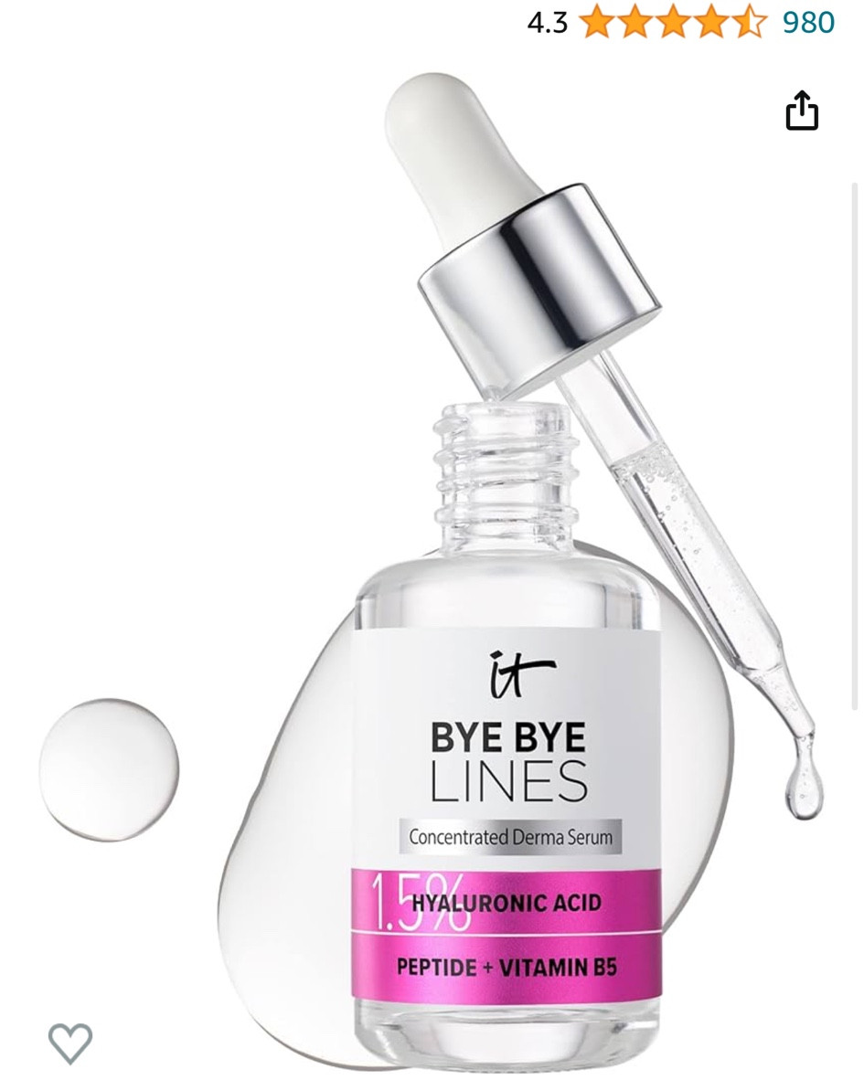 It cosmetics bye bye wrinkles serum now only $24 and free prime shipping! 35% off! 

Face care. It cosmetics sale. Amazon find. Beauty find. Beauty sale. Wrinkle cream. Anti aging serum. Amazon prime deal. 

#LTKsalealert #LTKfindsunder50 #LTKbeauty