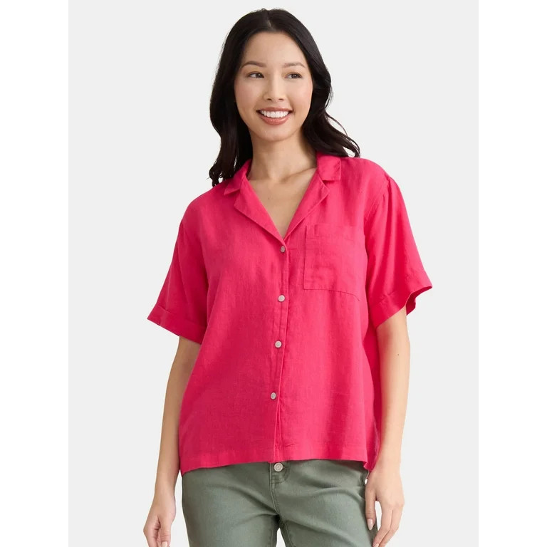 Time and Tru Women’s Cropped Camp Shirt, Sizes XS-XXXL | Walmart (US)