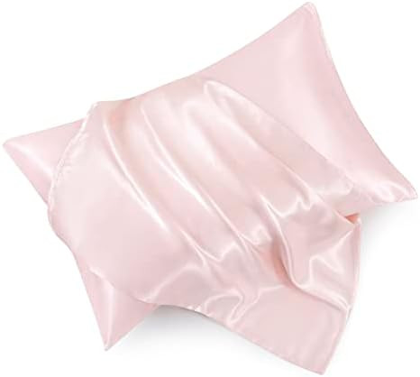 Blush Pink Satin Pillowcase Standard Set of 2 with Envelope Closure，Blush Pink Silk Pillowcase ... | Amazon (US)