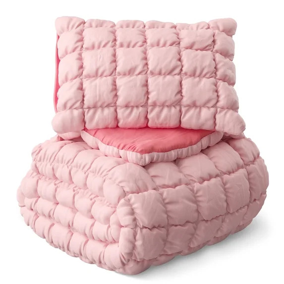 Mainstays Kids Pink Solid Puffy Comforter Set, Twin, 2 Pieces | Walmart (US)