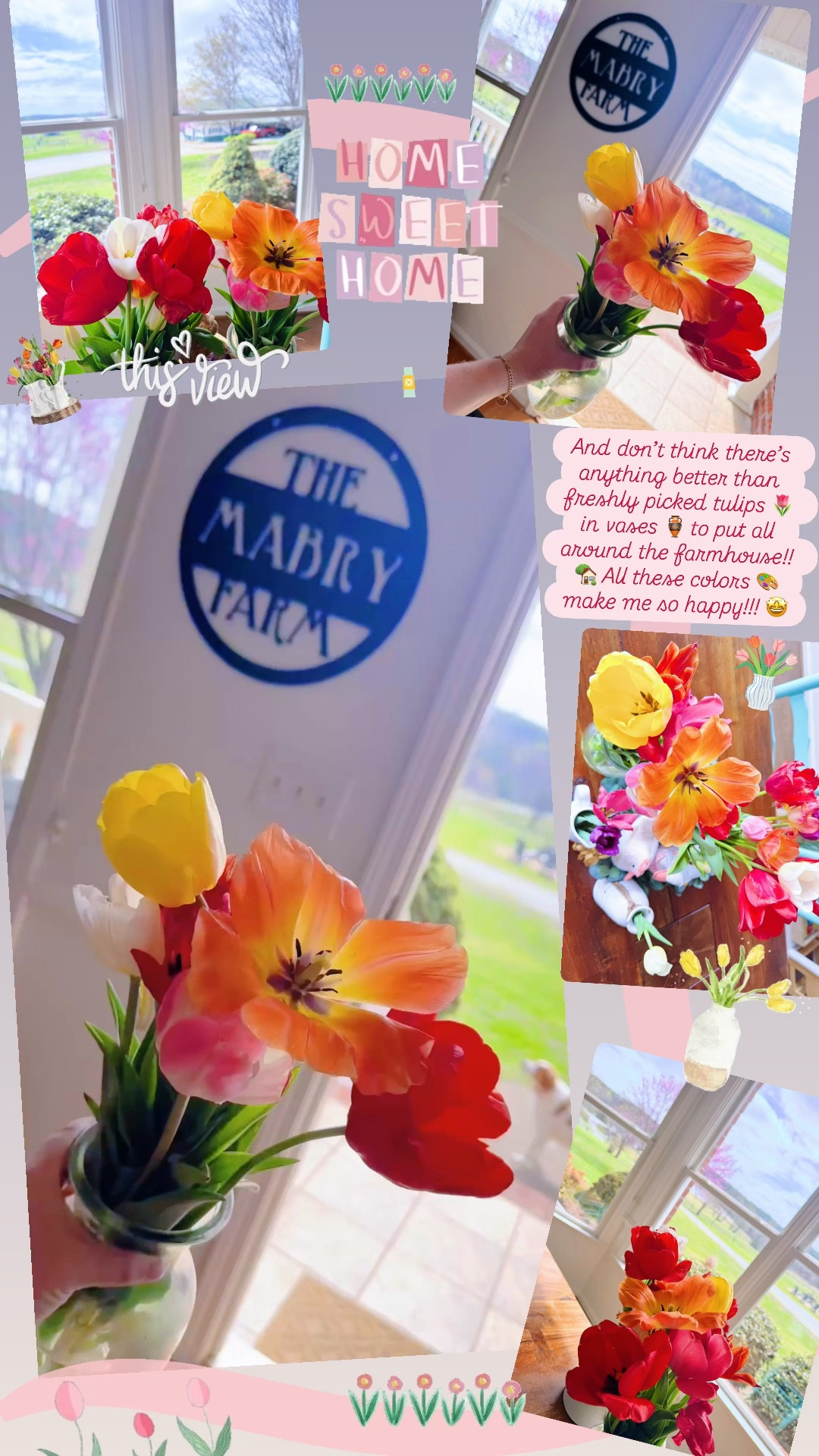 And don’t think there’s anything better than freshly picked tulips 🌷 in vases 🏺 to put all around the farmhouse!! 🏡 All these colors 🎨 make me so happy!!! 🤩