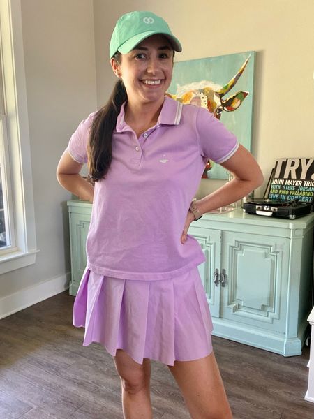 Only $20 for this entire matching golf set! I love a good athletic skirt. Wearing a small in both of these lavender pieces from Fabletics! Could be worn for tennis as well. 

#LTKunder50 #LTKfit