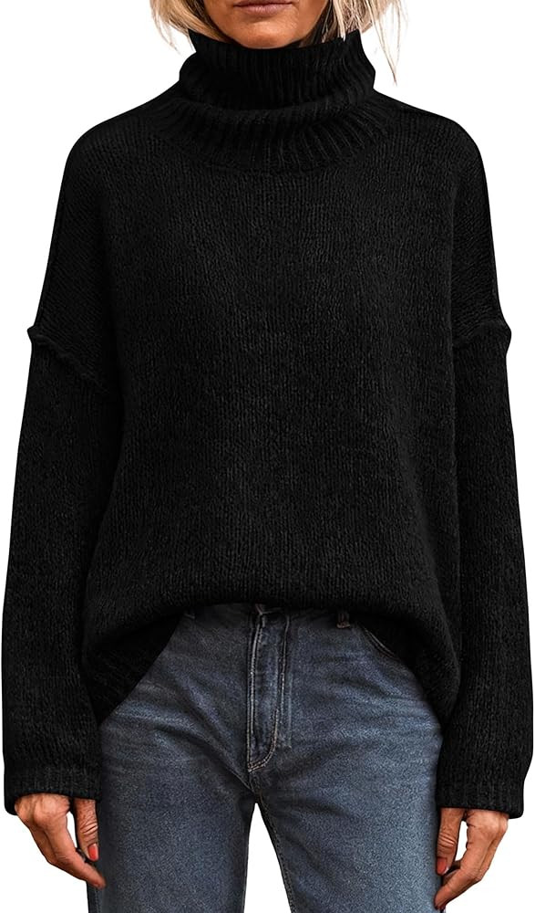 PRETTYGARDEN Womens Turtleneck Long Sleeve Sweater 2025 Fall Trendy Loose Fit Knit Tops Oversized... | Amazon (US)