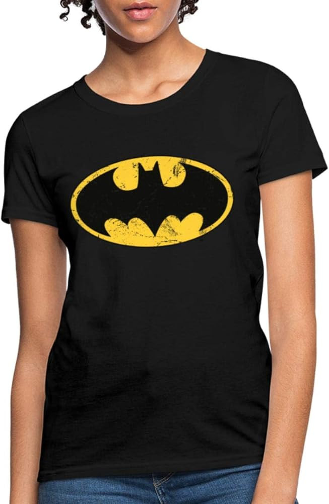Spreadshirt Justice League Batman Logo Distressed Women's T-Shirt | Amazon (US)