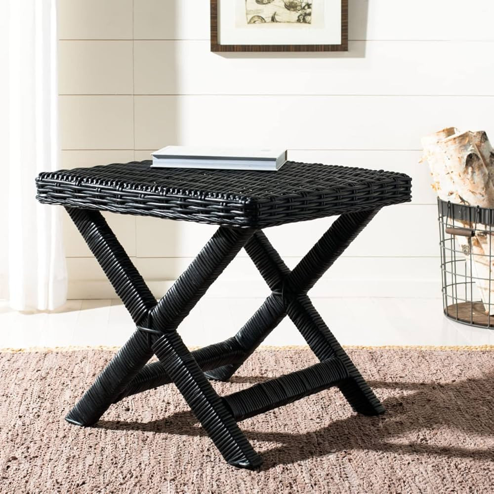 Safavieh Home Collection Manor Wicker Bench, Black | Amazon (US)