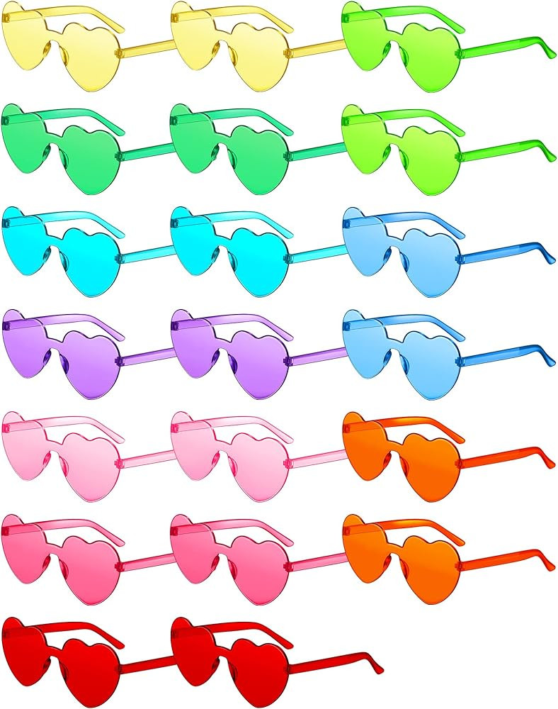 20 Pair Kid Heart Shaped Sunglasses Girl Boy Party Sunglasses Rimless Transparent Candy Color Vin... | Amazon (US)
