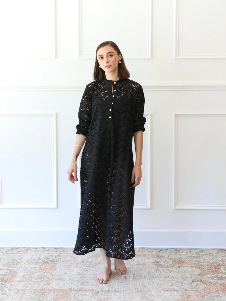 Shop Mille - Sadie Caftan in Black Floral Eyelet | Mille