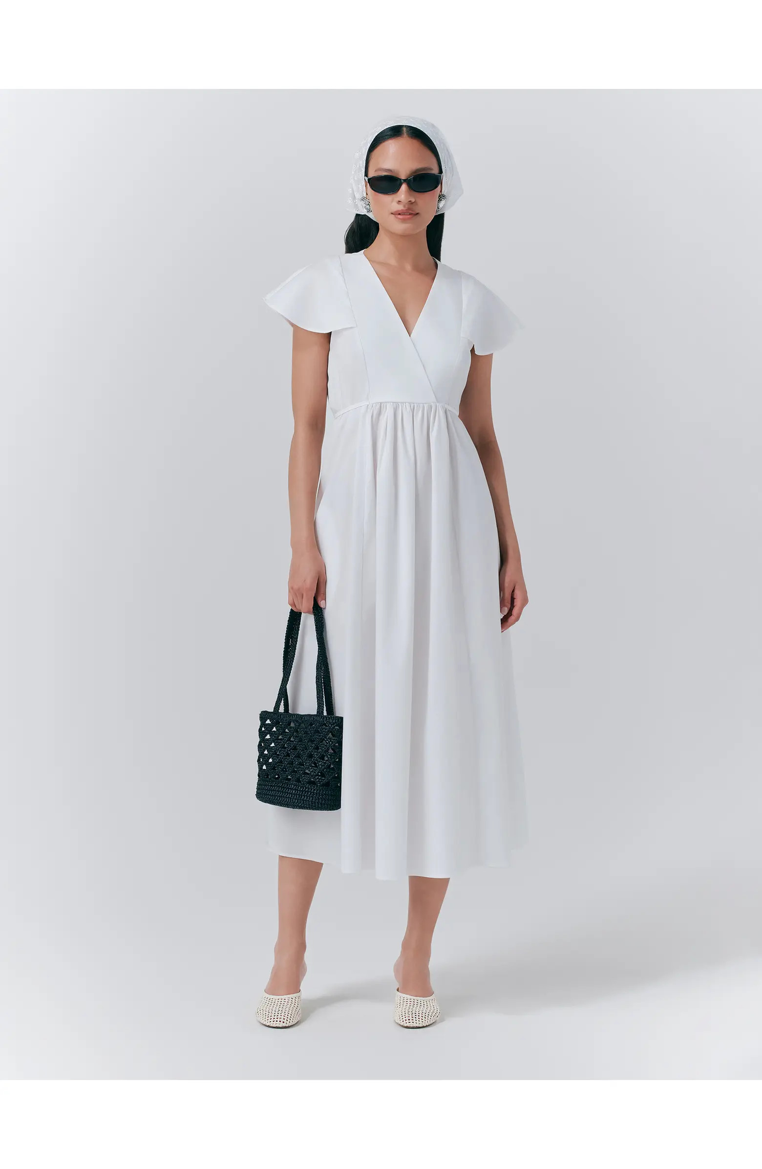 Eloise V-Neck Cotton Midi Dress | Nordstrom