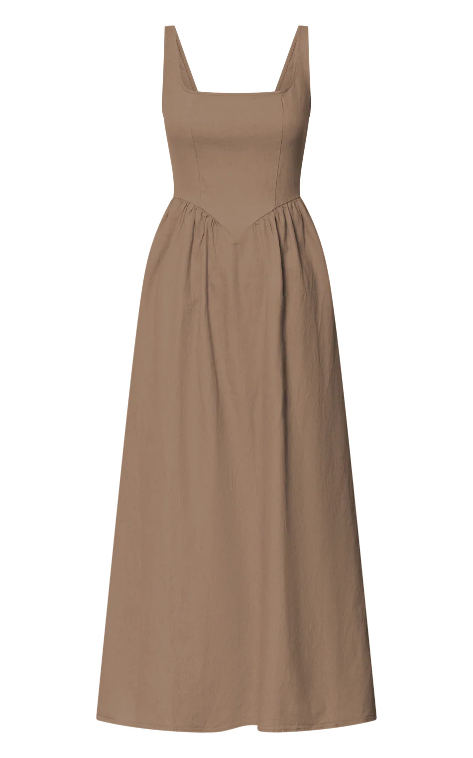 Rhaziya Midi Dress - Sleeveless Straight Neck Fit and Flare Dress in Tobacco | Showpo (US, UK & Europe)