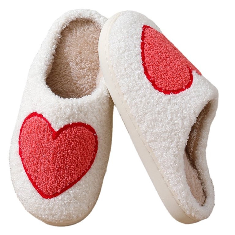 BERANMEY Cute Valentine's Day Slippers for Women Soft Plush Comfy Warm Slip-On Rose Heart Love Co... | Walmart (US)