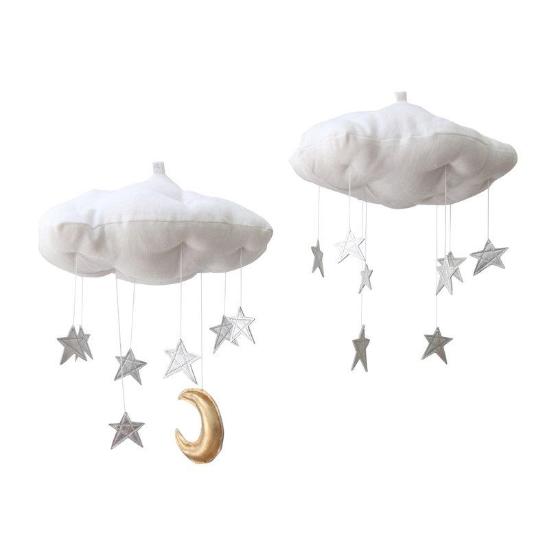 LUXE Cloud Mobile, Silver Stars + Moon | Maisonette