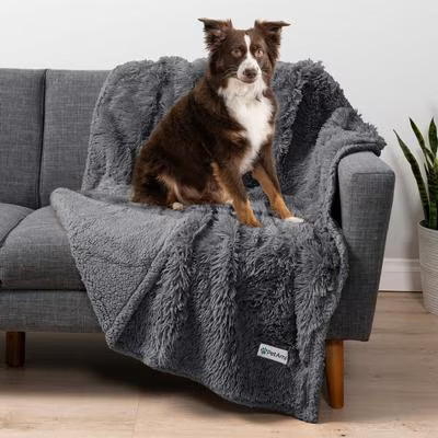 PetAmi Furry Faux Fur Waterproof Cat & Dog Blanket, Grey, Large | Chewy