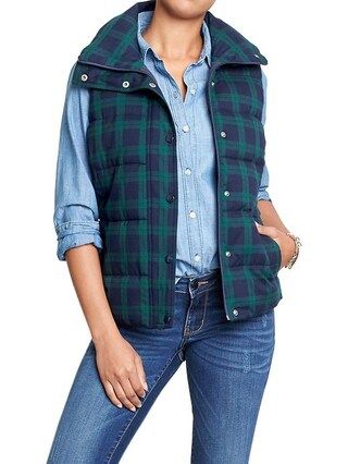 Old Navy Womens Plaid Frost Free Vests Size L Tall - Navy plaid | Old Navy US