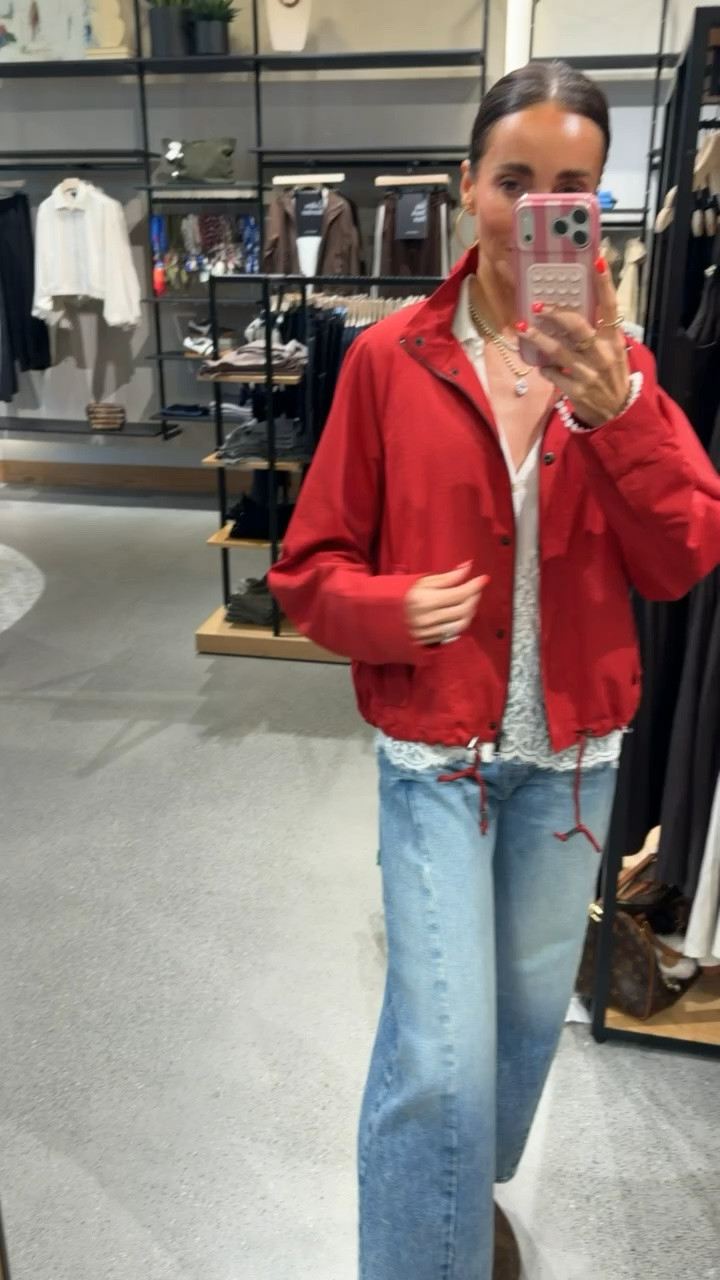Evereve red bomber jacket

#LTKOver40 #LTKootd