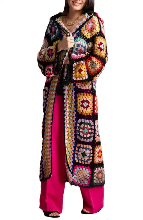 Granny Square Crochet Longline Cardigan | Nordstrom Rack