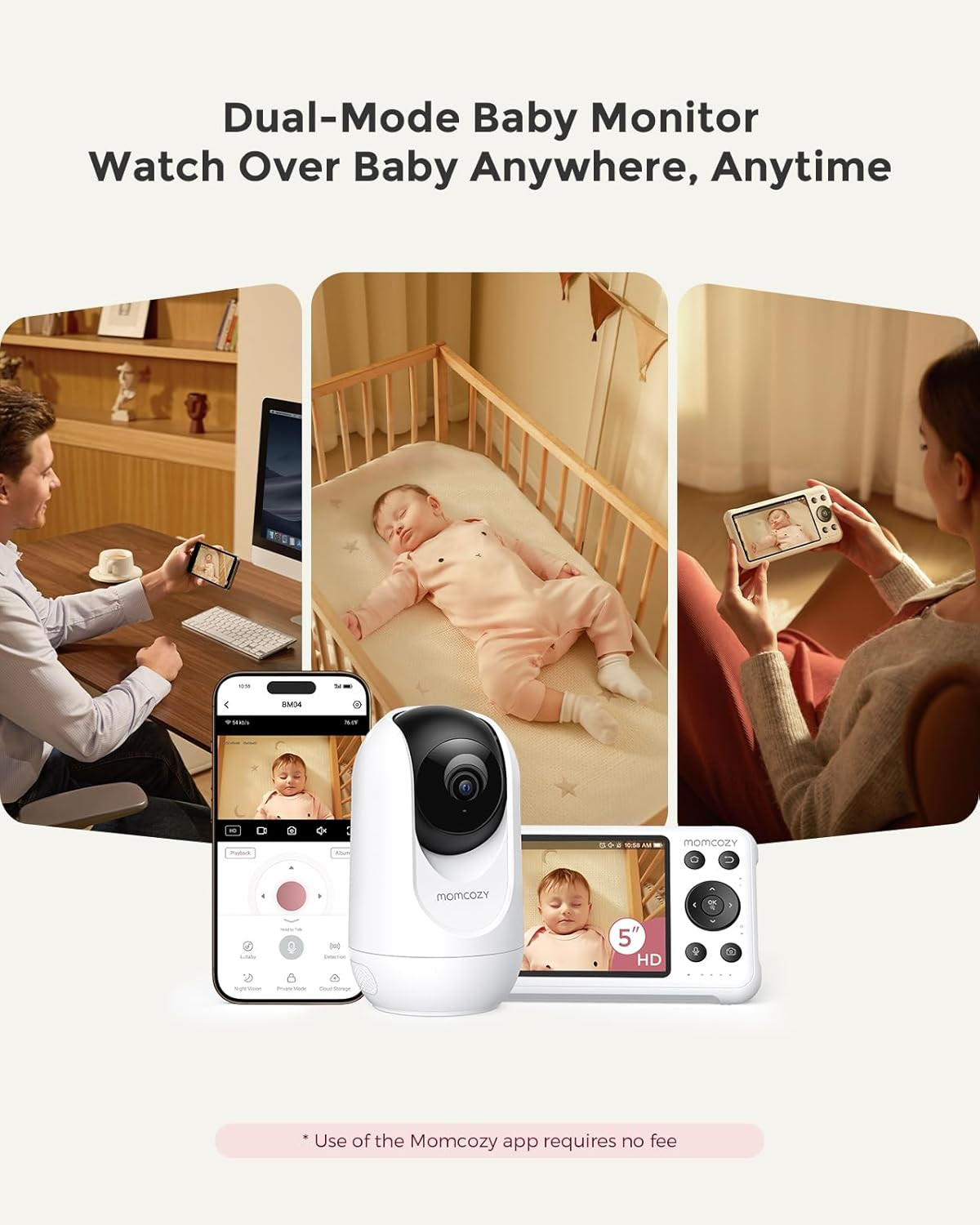 Momcozy Smart WiFi Baby Monitor with Camera and Audio, 5" 1080P Screen with Wall Mount, Motion & ... | Amazon (UK)