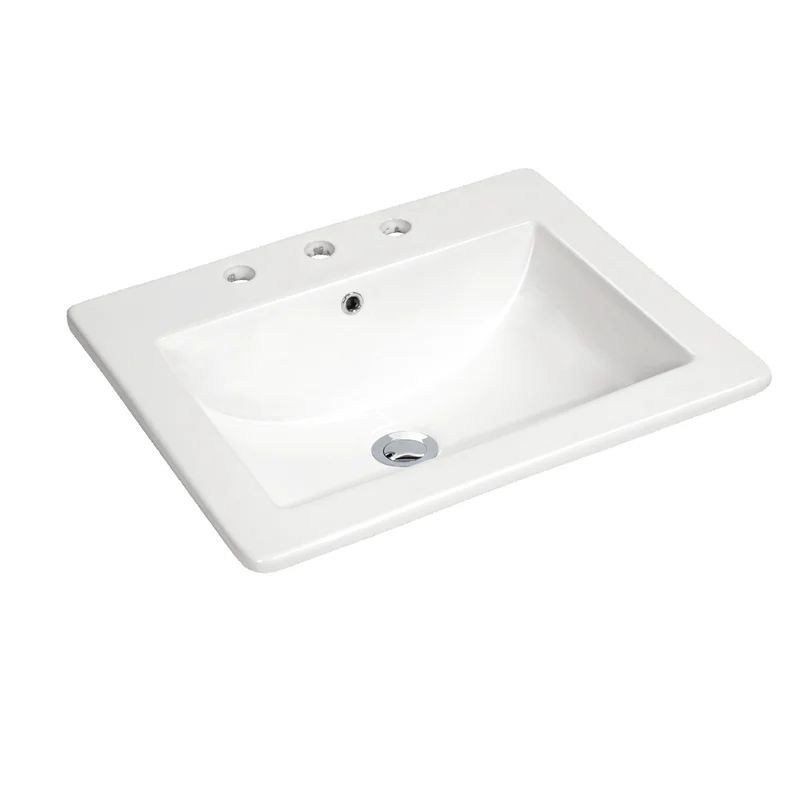 White Porcelain Rectangular Drop-In Bathroom Sink with Overflow | Wayfair North America