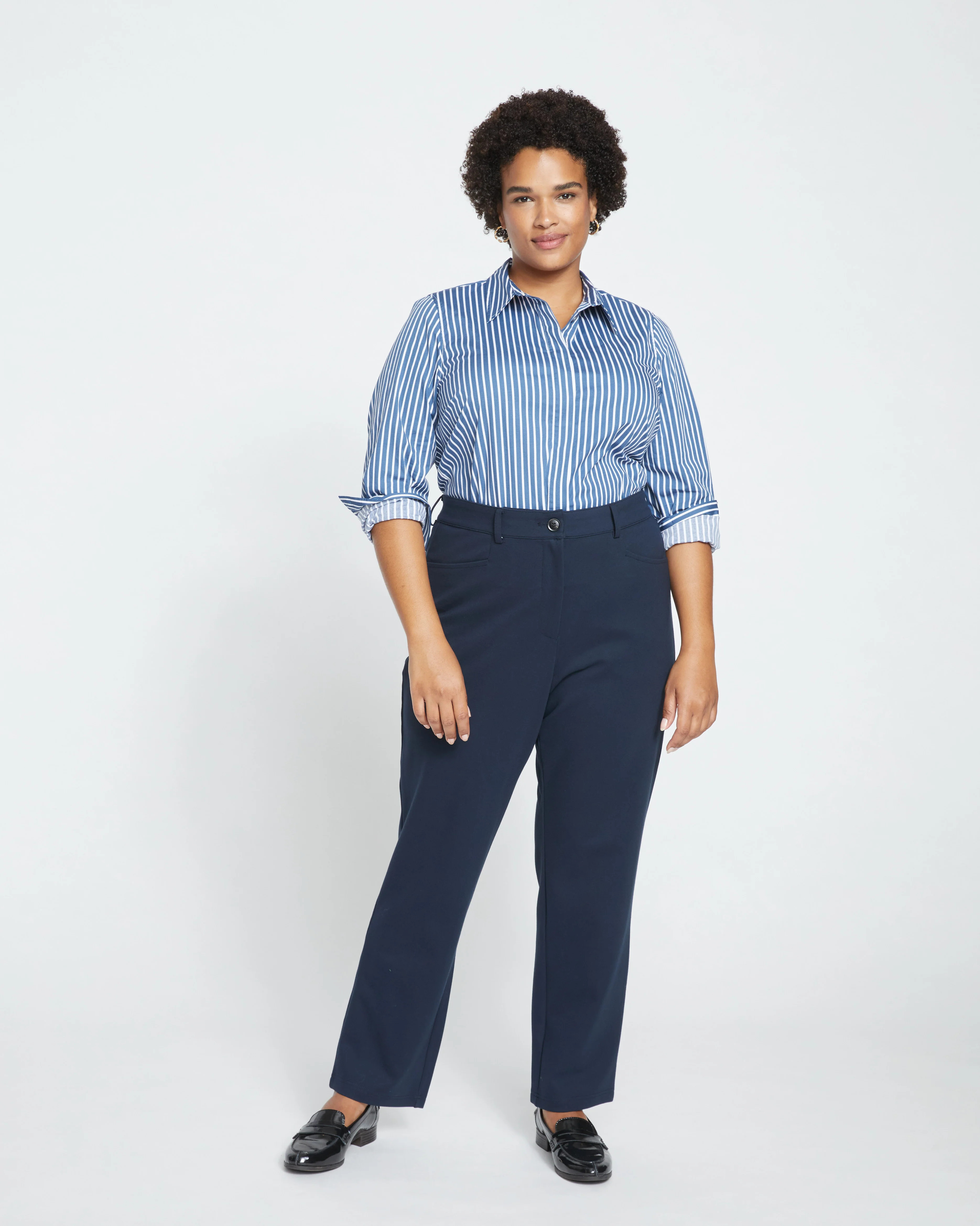 Long Cigarette Ponte Pants - Navy | Universal Standard