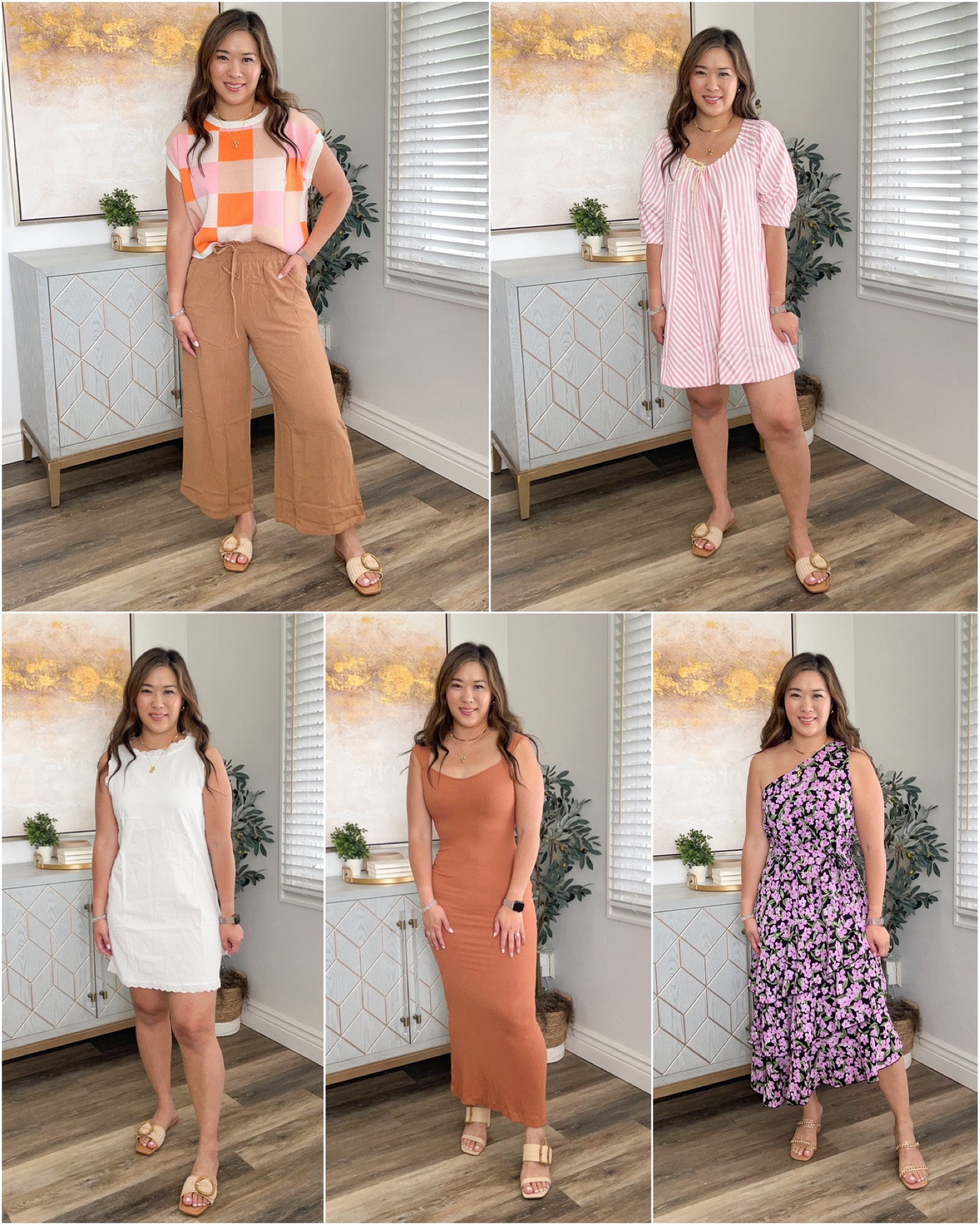 Amazon Spring Summer Haul
Check Sweater: Medium
Linen Crop Pants: Medium
Striped Romper: Medium (need Small)
Scallop Dress: Medium
Brown Bodycon Maxi Dress: Medium
One Shoulder Floral Dress: Small
