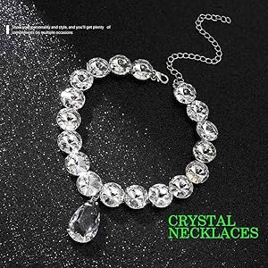 ACEDRE Rhinestone Choker Necklace Large Crystal Pendant Necklaces Silver Diamond Neck Chain Party... | Amazon (US)