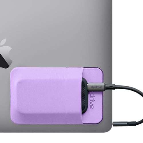 Slipdrive - Portable Hard Drive Sleeve for Laptop - SSD Solid State Drive - Reusable Adhesive - Stick on External Hard Drive Carrying Case - Travel Pocket Pouch (Small, Purple) | Amazon (US)