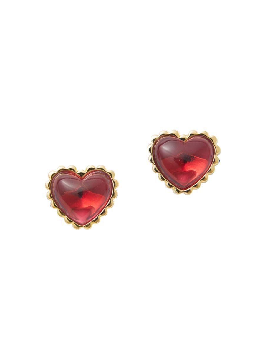 Candy Heart 14K-Gold-Plated & Glass Stud Earrings | Saks Fifth Avenue