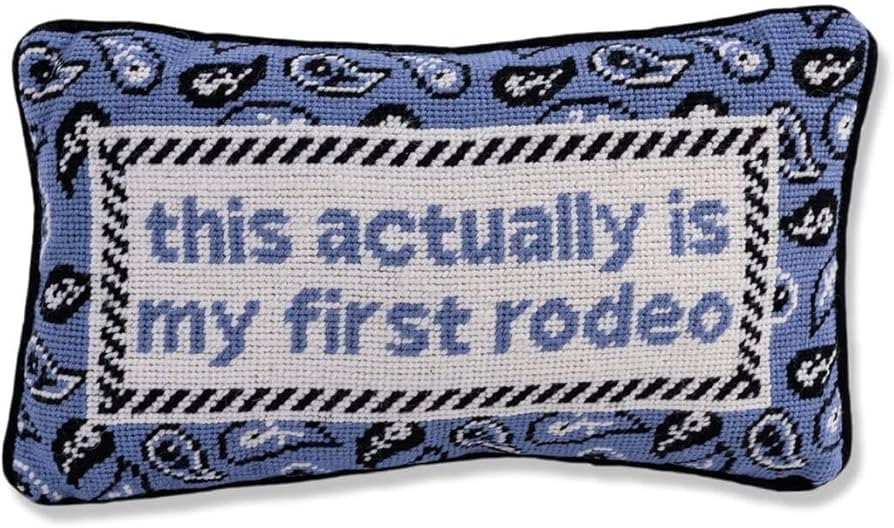 FURBISH Handmade Needlepoint Decorative Throw Pillow - First Rodeo - 9" x 15" - Small Embroidered... | Amazon (US)