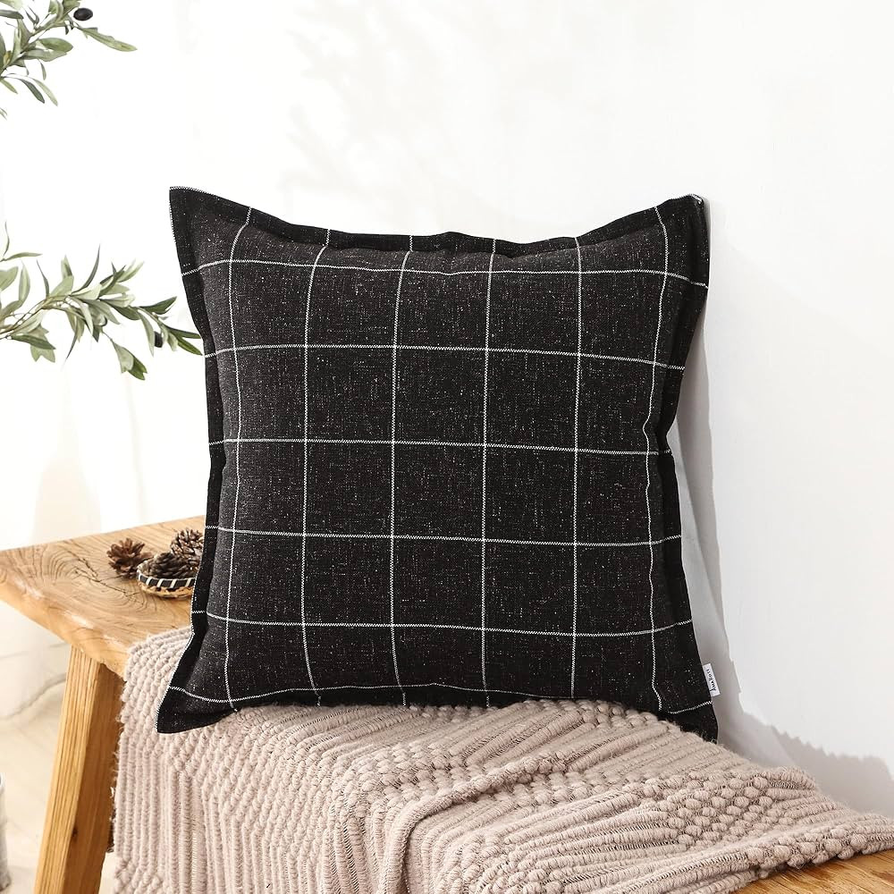 Quality Plaid Pillow Bohemian Style, Back Hidden Zipper Design More Like an Envelope, Bamboo Fibe... | Amazon (US)