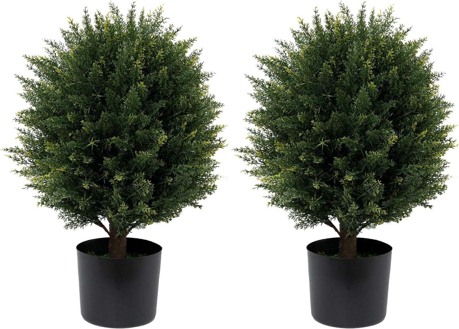 JoyPower Artificial Cedar Topiary Ball Tree Two 22''T Artificial Pine Tree Potted Bushes UV Resis... | Amazon (US)
