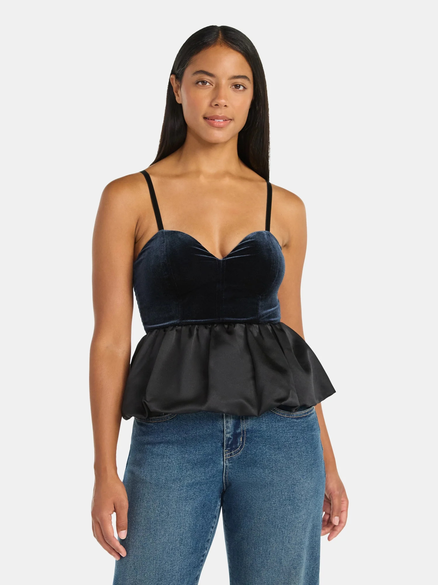 Madden NYC Women's Sleeveless Velour Bubble Hem Top, Sizes XXS-XXL | Walmart (US)