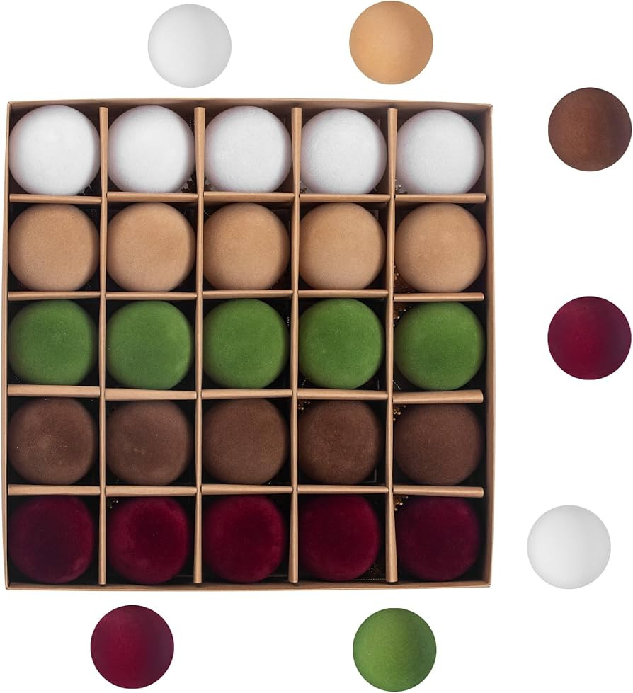 25PCS Velvet Christmas Ornaments,Flocked Ornaments,Shatterproof Bulk Christmas Balls Ornaments,Xm... | Amazon (US)