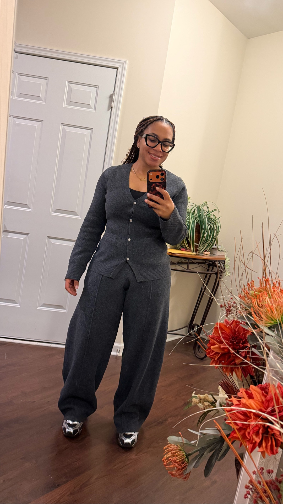 Walmart sweater set for the win! I’m wearing a small in top and bottom. Normal size medium. It’s very soft, warm and stretchy. 

#LTKPetite