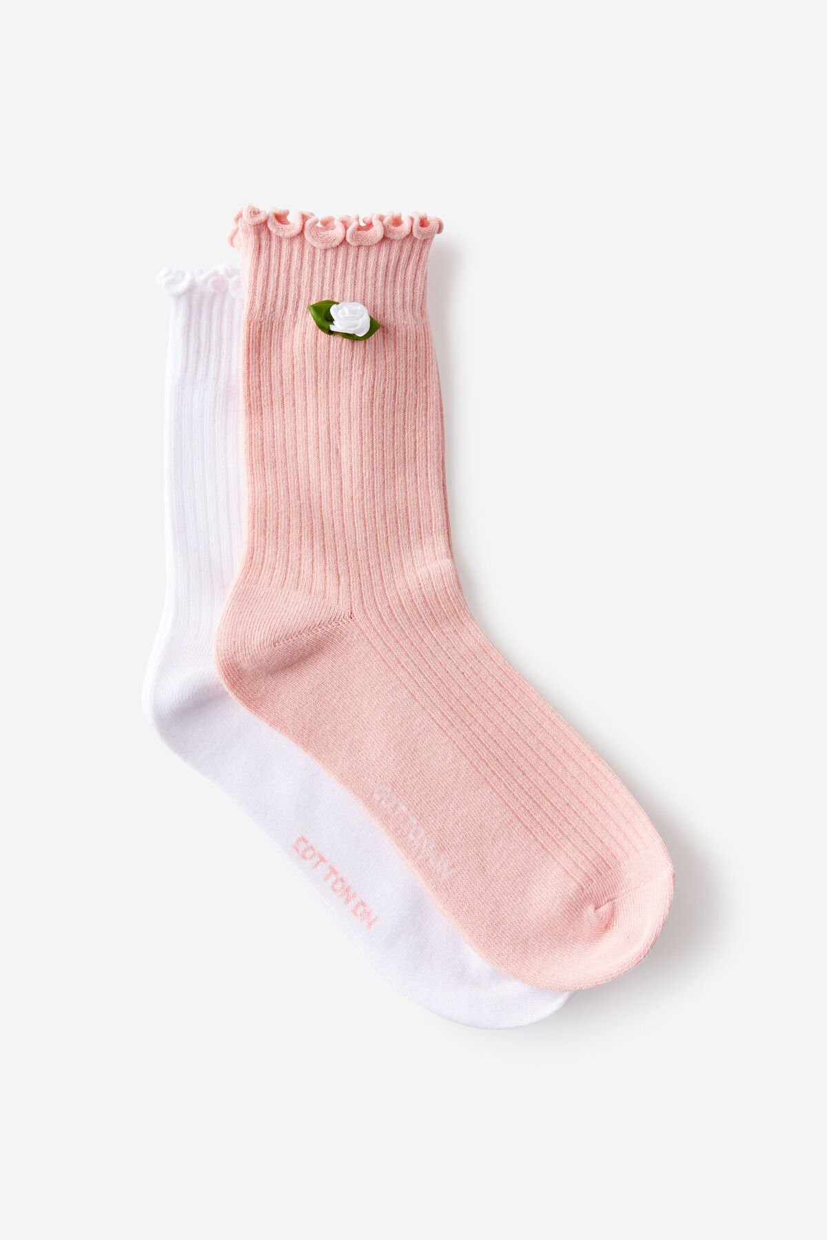 The Perfect Pair Frill Rib Crew Sock 2Pk | Cotton On (UK)