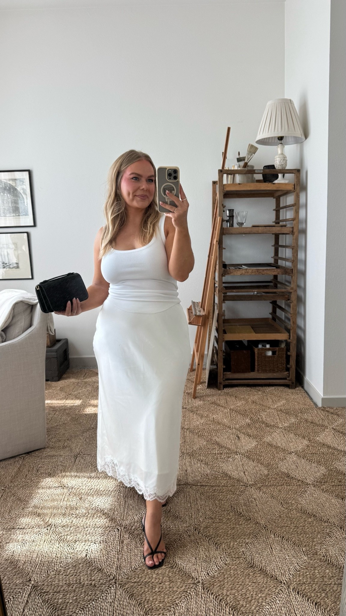 Anniversary dinner outfit idea! I’m in size M in tank and skirt!