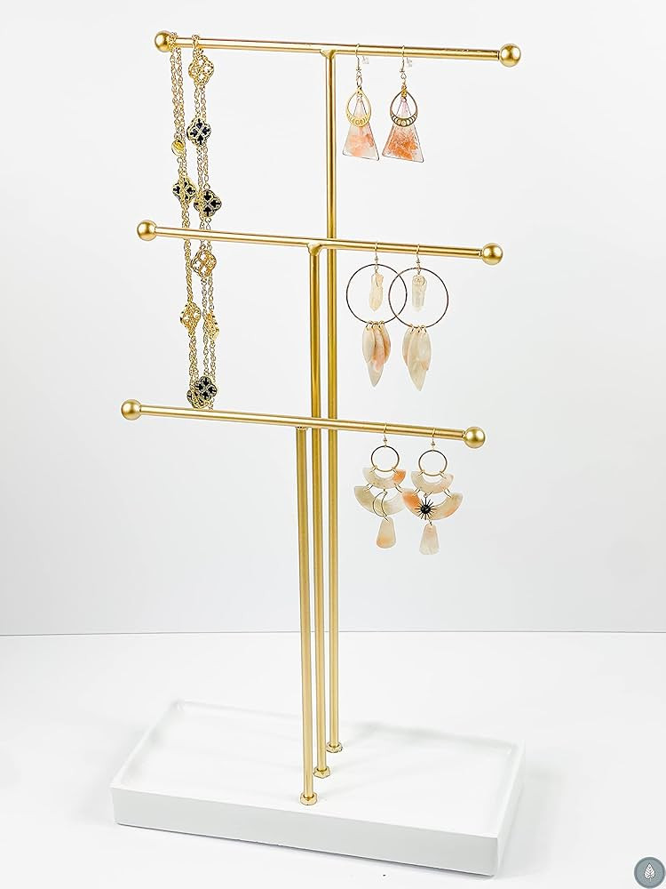 KPP Hanging Jewelry Organizer Tiered Tabletop Countertop Free Standing Necklace Holder Display St... | Amazon (US)
