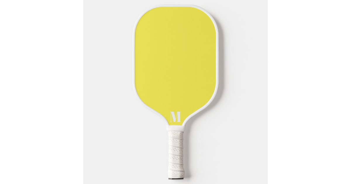 Yellow and White Modern Monogram Pickleball Paddle | Zazzle