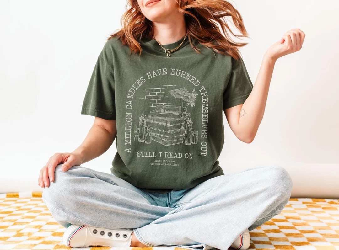 Edgar Allan Poe Literature Shirt, Comfort Colors® Bookish Dark Academia Poet T Shirt, Gift for R... | Etsy (US)