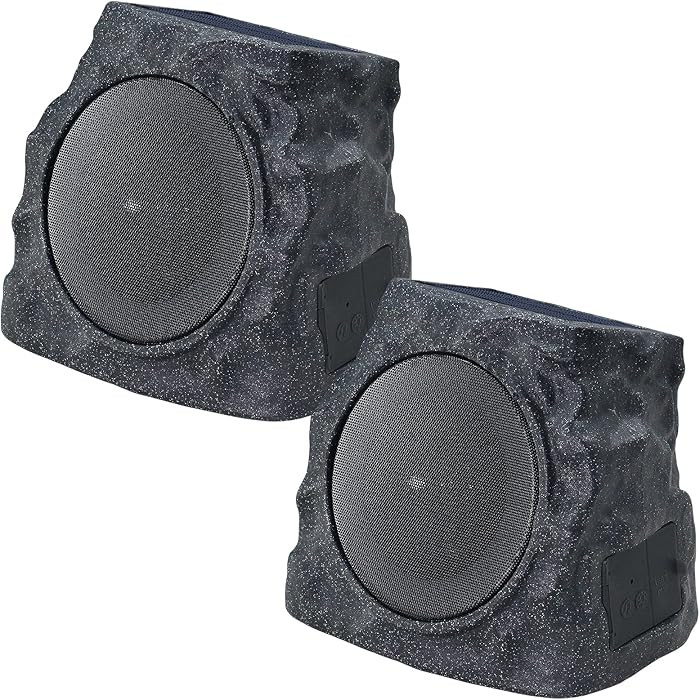 uuffoo 2-Pack Solar Powered Rock Speakers Outdoor Water-Resistant IP44 Rock Speaker with Lights R... | Amazon (US)